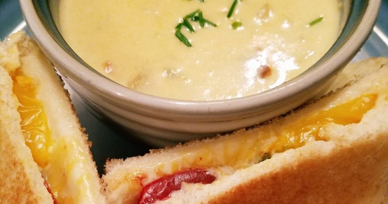 Grilled Cheese with Heirloom Tomatoes and Jalapeno Corn Chowder