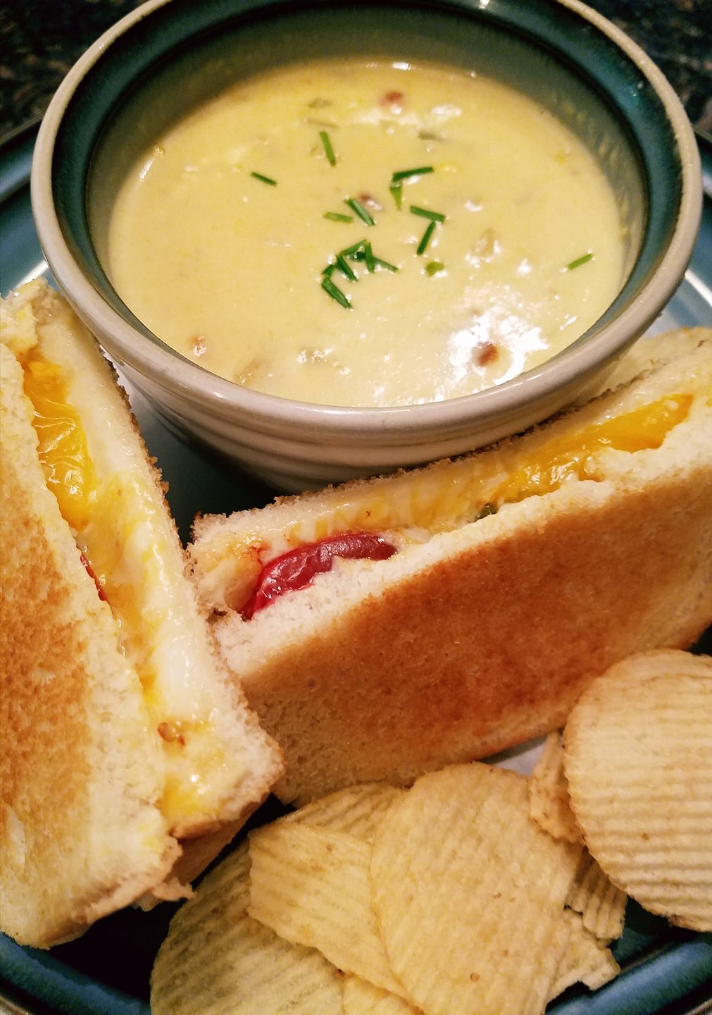 Grilled Cheese with Heirloom Tomatoes and Jalapeno Corn Chowder