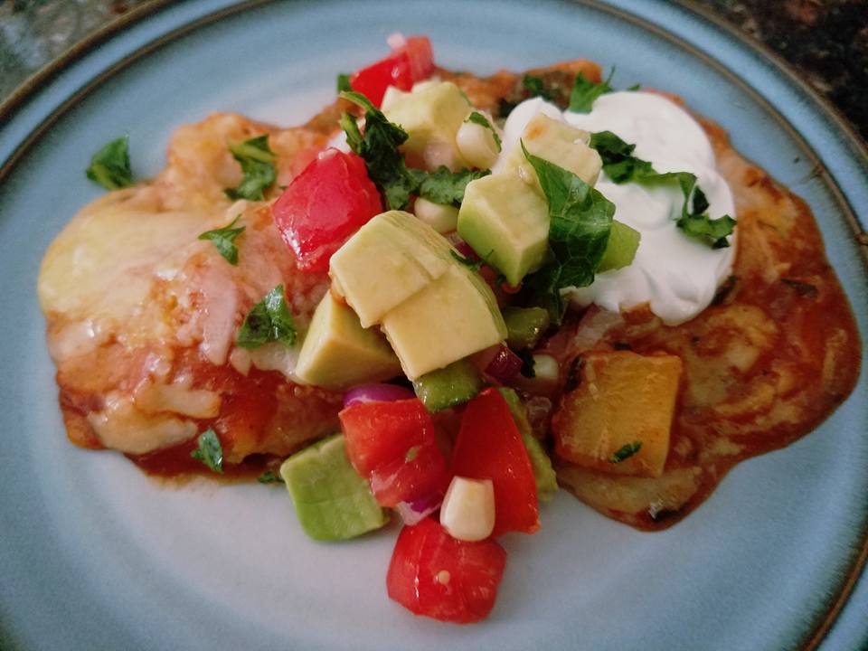 Potato, Mushroom and Kale Enchiladas