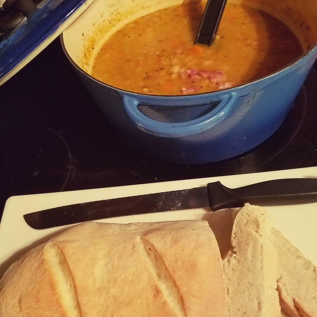 Ham and Bean Soup with Homemade Bread